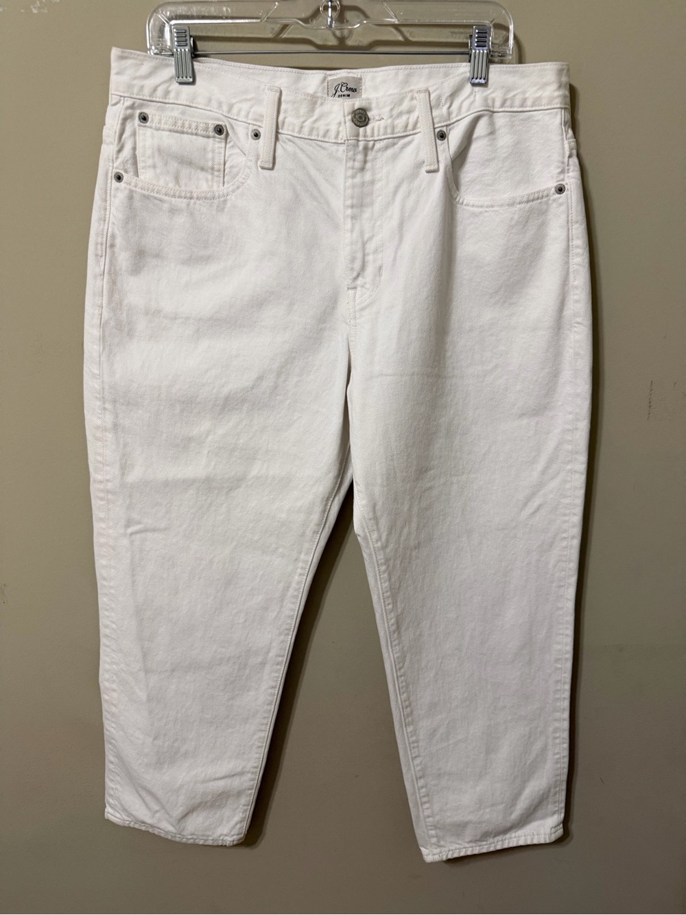 J. Crew White Cropped slouchy boyfriend High-Rise Jeans 31 petite preppy classic